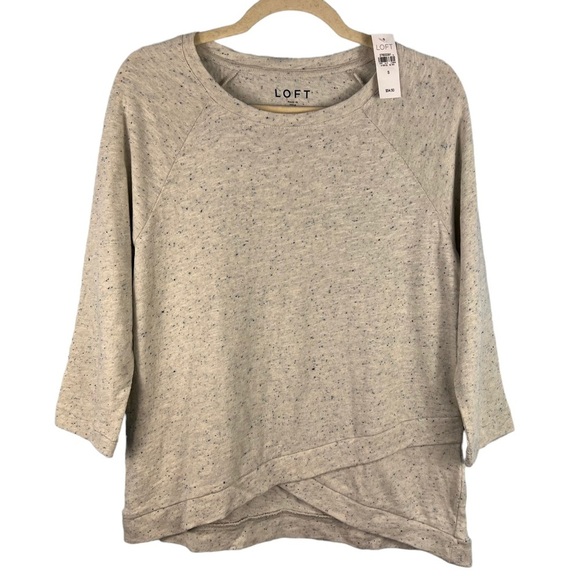 Ann Taylor LOFT Speckled 3/4 Sleeve Pullover Asymmetrical Hem Sweater Size Small - Picture 1 of 7